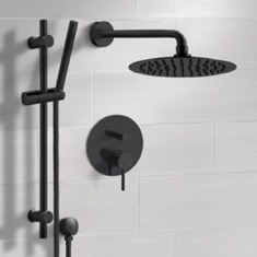 Matte Black Rain Shower System with Handheld, Rain Shower Head, Shower Faucet Set